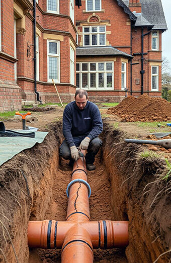 Plumber Connecting Drain Pipe