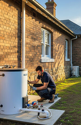 Plumber Fixing Water Heater